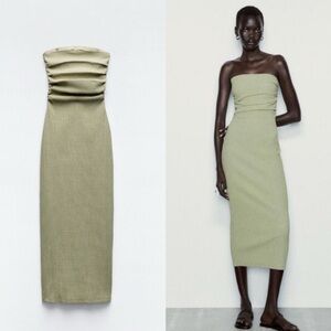 Zara Strapless Sage Green Dress